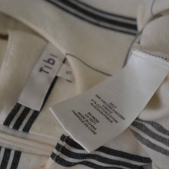 Tibi black striped white crewneck blouse - Picture 7 of 10
